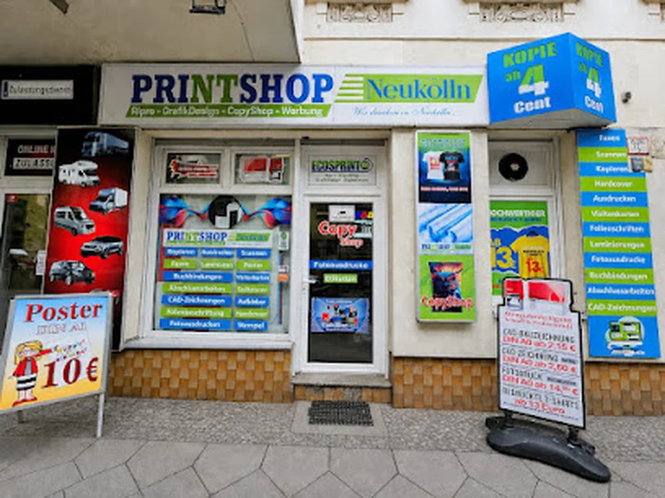Copyshop Copy Laden PrintShop Neukölln Ecosprint24 - Nähe S-Bhf. Hermannstraße , Stempel , DTF T-Shirt, Berlin